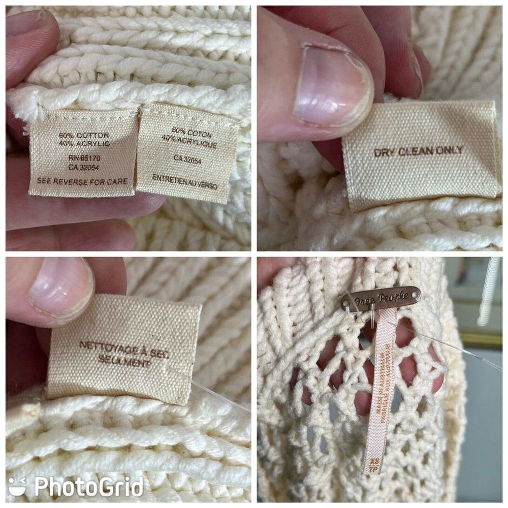 Free People Chunky Open Knit Fitted Cardigan‎ Sweater Buttons Pockets - Picture 5 of 14